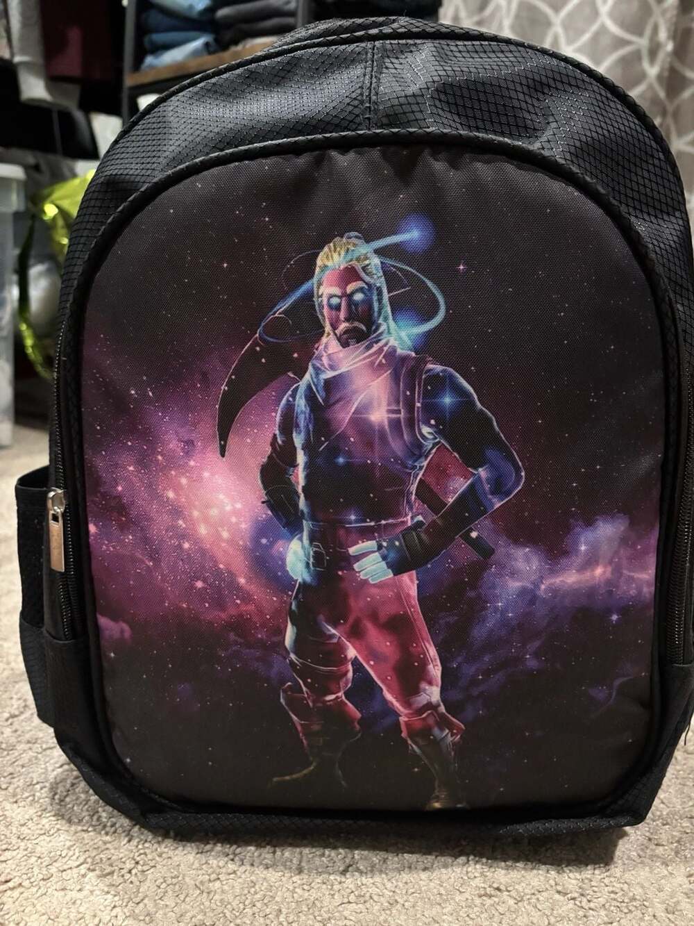 Kids Fortnite Galaxy Skin Character Print Black School Backpack Bookbag